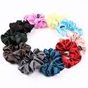 Satin Scrunchies For Women Girls, Same 10 Colors as Shown Scrunchy Hair Bands, Rubber Band, Accessories ties, Best Gift for Sister Mother Girlfriend, Regular Size, Light, Pack of 10