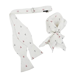 peluche abstract white bow tie for men