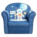 Pemberly Row Kids Sofa, 20"L x 15"W x 17"H, Eucalyptus Wood Frame, Velvet Upholstery, Blue Finish, Lightweight Design, Ergonomic Armrests, Compact Furniture for Toddlers Ages 1–5, Supports Up to 110