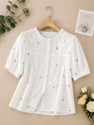 PEMIK Casual Embroidered Women White Top