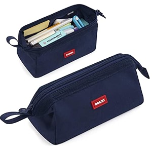 pencil case large capacity pencil pouch pen bag for school teen girl boy men women navy blue
