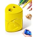 Pencil Sharpeners with Lid Hand Held Pencil Sharpener，Yellow-Triangle