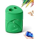Pencil Sharpeners with Lid Hand Held Pencil Sharpener，Green-Triangle