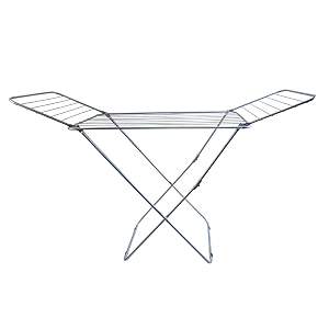 peng essentials alloy steel chrona extra wide large cloth drying rack stand with 15 kg of cloth drying capacity light white