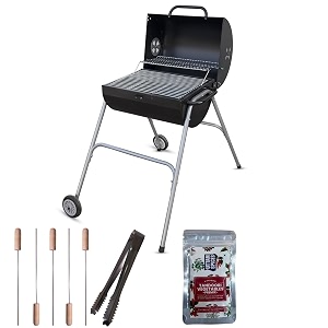 peng essentials wheelgrill compact drum basic bbq grill for indoor amp outdoor cooking traveler compact foldable tandoor charcoal barbeque grill set free stand portable easy assembly- black