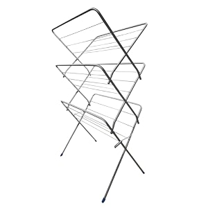 peng essentials prowide cloth drying stand -pre assembled weather resistant foldable 3-tier clothes drying rack for balcony amp indoors with 15 kg drying capacity