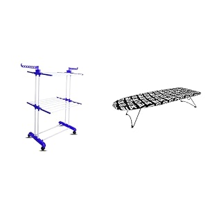 peng essentials doubleflex cloth drying stand 2-tier amp budapest tabletop ironing board - black 73x34 cm  space-saving pre-assembled and portable solution for efficient laundry care - set of 2