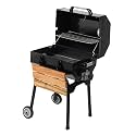 Peng Essentials Flame Master Pro Charcoal BBQ Grill Set | Large Cooking Area, Easy Assembly, Warming Rack | Includes Skewers, Tong, & Spices for Home (Black)