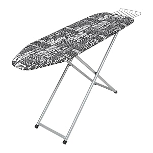 peng essentials megawood ironing board  portable and foldable wooden ironing table for clothes  height adjustable ironing table with iron rest size -122x43cm black