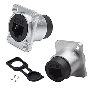 penglin 2pcs rj45 panel mount connector d-typecat6a65e5 ethernet lan cable bulkheadwaterproof rj45 panel mount coupler with waterdustproof cap