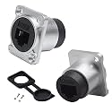 PENGLIN 2PCS RJ45 Panel Mount Connector D-Type,CAT6A/6/5E/5 Ethernet LAN Cable Bulkhead,Waterproof RJ45 Panel Mount Coupler with Water/Dustproof Cap