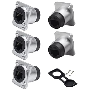 penglin 2pcs rj45 panel mount connector d-typecat6a65e5 ethernet lan cable bulkheadwaterproof rj45 panel mount coupler with waterdustproof cap