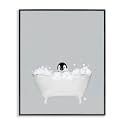 Penguin Bath Bubbles Bathroom, 16 x 20 Inch Framed Giclée Print