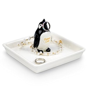 penguin gifts for women penguin ring holder dish jewelry holder lover gift for women friends female girls her mum auntie as novelty mothers day birthday wedding christmas
