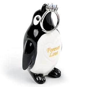 penguin ring holder - cute gifts for women ring stand jewellery holder for rings bracelets unique christmas birthday valentine39s day gift for her him penguin desk ornament room decor