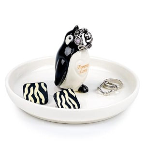 penguin ring holder jewelry holder stand trinket tray for rings earrings necklace organizer bridesmaid christmas birthday gift for women girls penguin home accessories