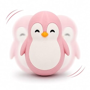 penguin roly-poly toy gray and white pink