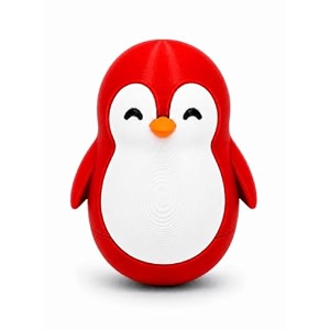 penguin roly-poly toy gray and white red