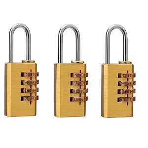 pens brass 4 digit number lock small bag lock travel lock luggage resettable password locks combination padlock gold pack of 3 pack of 5