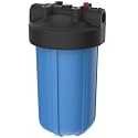 Pentair Pentek Big Blue Filter Housing, 3/4" NPT, 10-Inch, Whole House Water Filter Housing with Pressure Relief Button, HFPP Cap, Fits 10" x 4.5" Cartridges, NSF Certified, Black/Blue