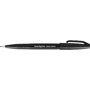 pentel arts bold colours water based brush sign pen  ideal for modern calligraphy amp decorative writing  black pack of 1 ses15c