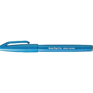 pentel fude touch sign pen sky blue felt pen like brush stroke ses15c-s