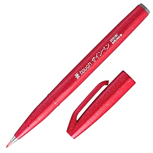 pentel fude touch sign pen red felt pen like brush stroke ses15c-b