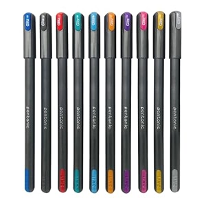 pentonic glitz 10 mm multicolor glitter gel pen  multicolor ink set of 10 pcs