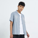 PEOPLE Men Embroidered Casual Blue Shirt