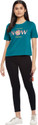 PEOPLE Printed Women Round Neck Green T-Shirt