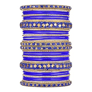 Peora Stone Studded Chuda Metal Bangles Set