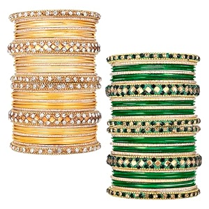 Peora Stone Studded Chuda Metal Bangles Set