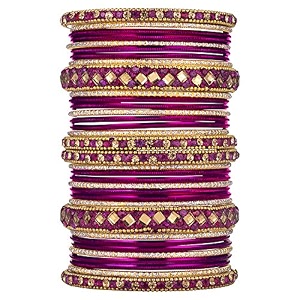 Peora Stone Studded Chuda Metal Bangles Set