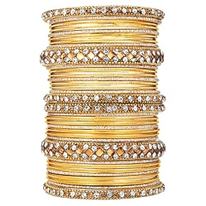 Peora Stone Studded Chuda Metal Bangles Set