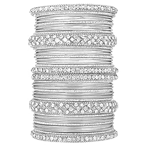 Peora Stone Studded Chuda Metal Bangles Set