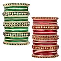 Peora Stone Studded Chuda Metal Bangles Set