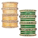 Peora Stone Studded Chuda Metal Bangles Set