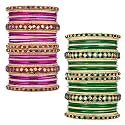 Peora Stone Studded Chuda Metal Bangles Set