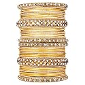 Peora Stone Studded Chuda Metal Bangles Set