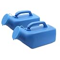 PEPE Mobility Adult Male Urinal (x2 pcs, Non-Airtight Lid), Male Urine Bottle, Portable Adult Urinal, Male Urinal with Lid, Portable Toilet, Urinal Emergency Blue