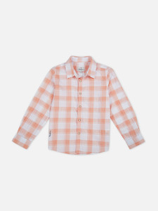 Pepe Jeans Boys Checkered Casual Orange White