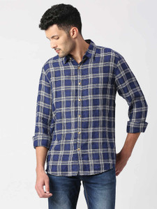 Pepe Jeans Men Checkered Casual Blue Shirt