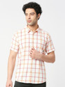 Pepe Jeans Men Checkered Casual Orange Shirt