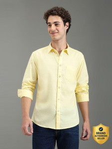 Pepe Jeans Men Solid Casual Yellow Shirt