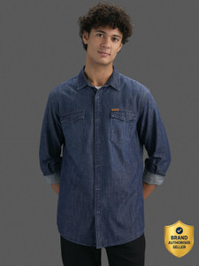 Pepe Jeans Men Washed Casual Blue Shirt