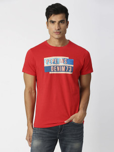 Pepe Jeans Printed Men Crew Neck Red