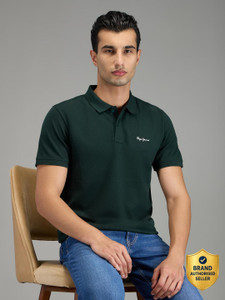 Pepe Jeans Solid Men Polo Neck Green