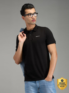 Pepe Jeans Solid Men Polo Neck Black