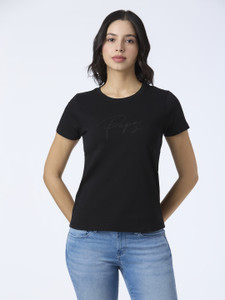 Pepe Jeans Solid Women Round Neck Black