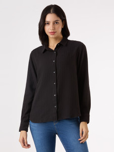 Pepe Jeans Women Solid Casual Black Shirt